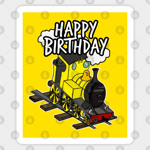 Birthday Train Steam Locomotive Railway Model Railroad (Yellow) Sticker by doodlerob